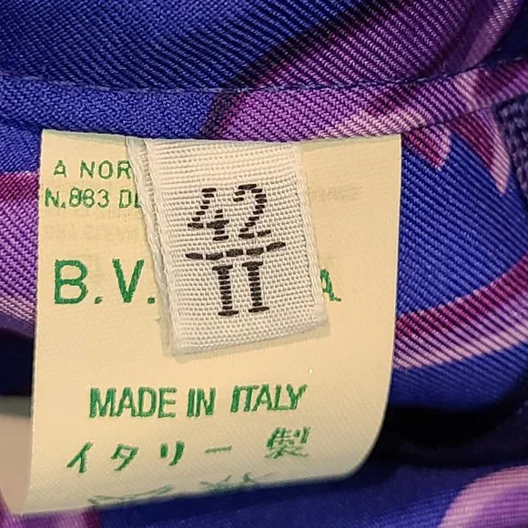 Versace Vintage Silk Skirt Pleated Mini Blue Purple Asymmetrical Hem Mini Italy - Picture 9 of 14